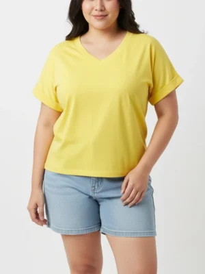 GI-ANTS Women's Short-Sleeve Blouse V-Neck (Free Size L-XL)