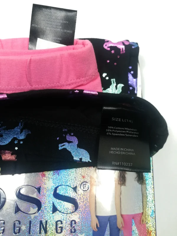 Vigoss Youth Girls 3‑Pack Comfy Leggings – Large (14), Mixed Prints (Blue, Unicorn, Pink) - Image 3