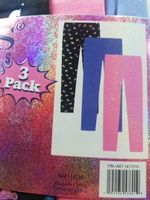Vigoss Youth Girls 3‑Pack Comfy Leggings – Large (14), Mixed Prints (Blue, Unicorn, Pink) - Image 6