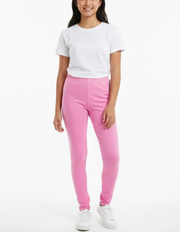 Tommy Hilfiger Youth Girls’ Leggings – Size Large (12‑14), Pink Cotton Stretch - Image 9