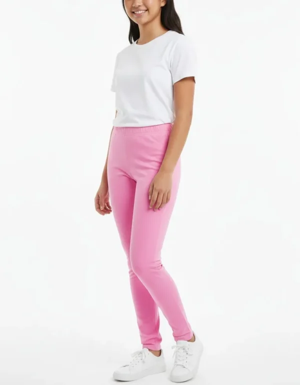Tommy Hilfiger Youth Girls’ Leggings – Size Large (12‑14), Pink Cotton Stretch - Image 10