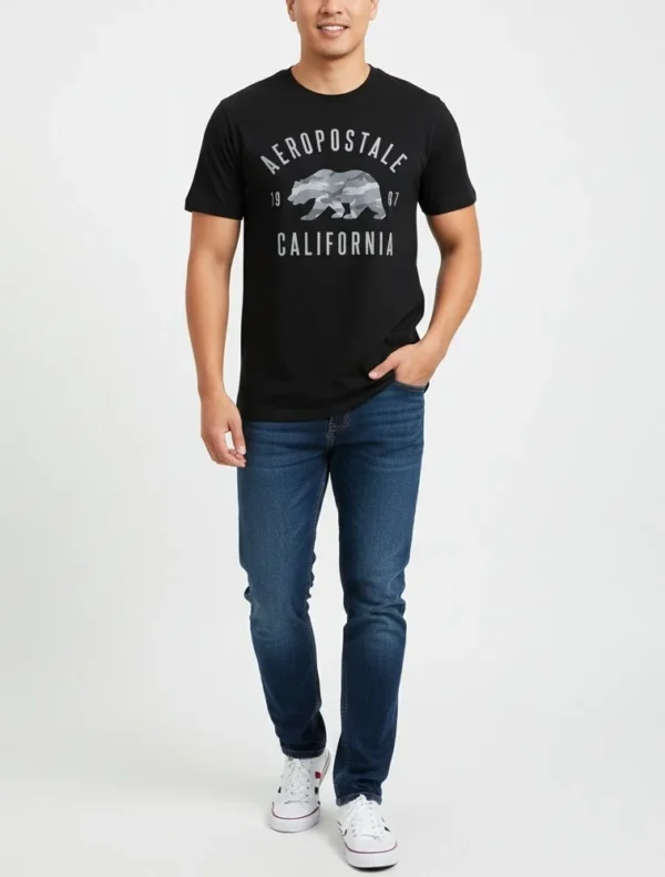 Aeropostale Men's Camo Bear Graphic Tee (Medium) - Image 5
