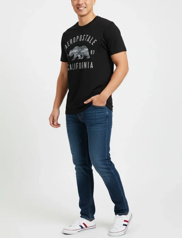 Aeropostale Men's Camo Bear Graphic Tee (Medium) - Image 6