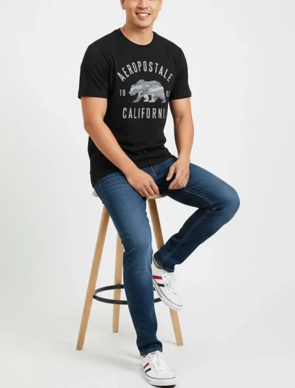 Aeropostale Men's Camo Bear Graphic Tee (Medium) - Image 7