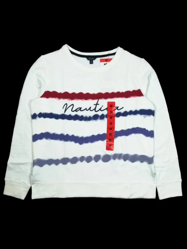 Pull Nautica Femme - Col Rond - Merlot - Taille M - Coton Doux - Poignets Côtelés